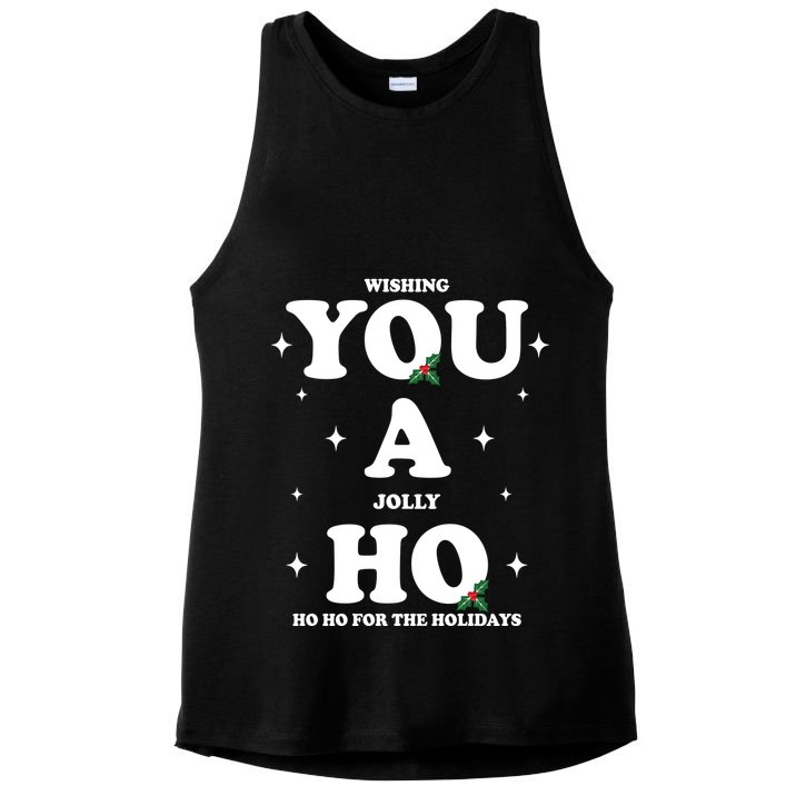 Wishing You A Jolly Ho Ho Ho For The Holidays Ladies PosiCharge Tri-Blend Wicking Tank