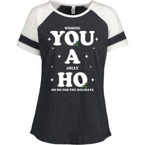 Wishing You A Jolly Ho Ho Ho For The Holidays Enza Ladies Jersey Colorblock Tee