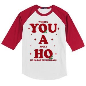 Wishing You A Jolly Ho Ho Ho For The Holidays Kids Colorblock Raglan Jersey