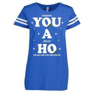 Wishing You A Jolly Ho Ho Ho For The Holidays Enza Ladies Jersey Football T-Shirt