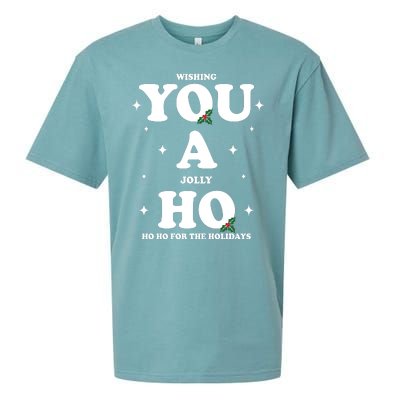 Wishing You A Jolly Ho Ho Ho For The Holidays Sueded Cloud Jersey T-Shirt