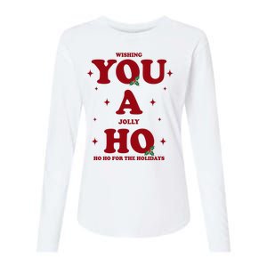 Wishing You A Jolly Ho Ho Ho For The Holidays Womens Cotton Relaxed Long Sleeve T-Shirt