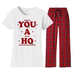 Wishing You A Jolly Ho Ho Ho For The Holidays Women's Flannel Pajama Set