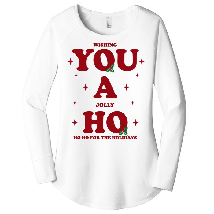 Wishing You A Jolly Ho Ho Ho For The Holidays Women's Perfect Tri Tunic Long Sleeve Shirt