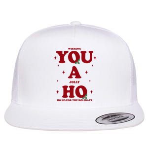 Wishing You A Jolly Ho Ho Ho For The Holidays Flat Bill Trucker Hat