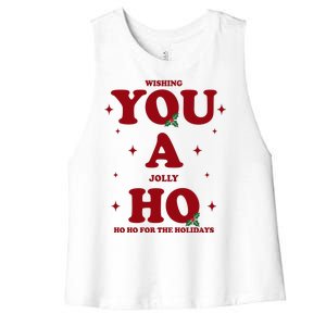 Wishing You A Jolly Ho Ho Ho For The Holidays Women's Racerback Cropped Tank