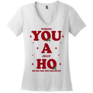 Wishing You A Jolly Ho Ho Ho For The Holidays Women's V-Neck T-Shirt