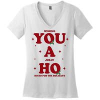 Wishing You A Jolly Ho Ho Ho For The Holidays Women's V-Neck T-Shirt