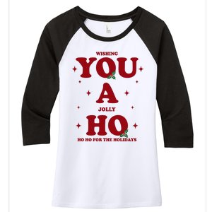 Wishing You A Jolly Ho Ho Ho For The Holidays Women's Tri-Blend 3/4-Sleeve Raglan Shirt