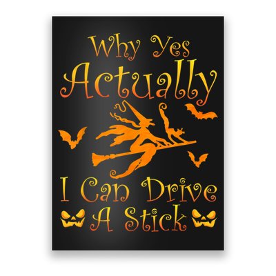 Why Yes Actually I Can Drive A Stick Funny Witch Costume Poster