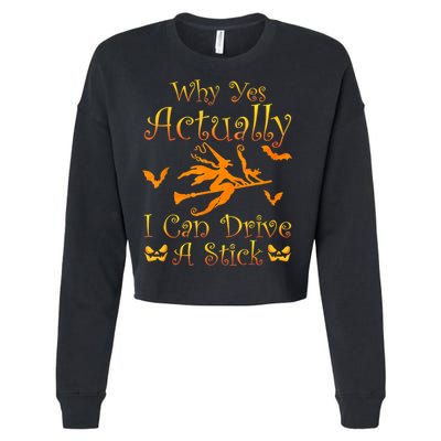 Why Yes Actually I Can Drive A Stick Funny Witch Costume Cropped Pullover Crew
