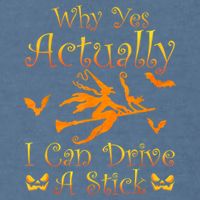 Why Yes Actually I Can Drive A Stick Funny Witch Costume Garment-Dyed Sweatshirt