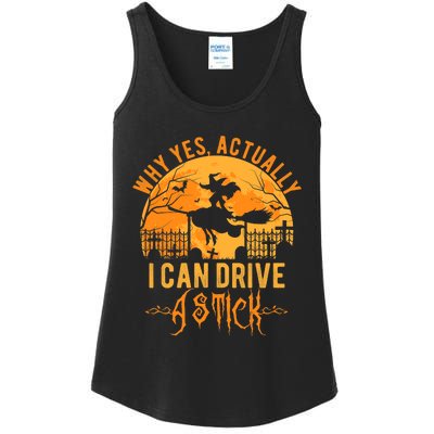 Why Yes Actually I Can Drive A Stick Witch Costume Halloween Gift Ladies Essential Tank