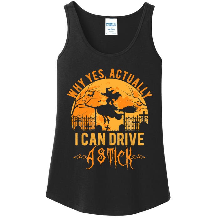 Why Yes Actually I Can Drive A Stick Witch Costume Halloween Gift Ladies Essential Tank