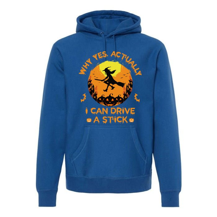 Why Yes Actually I Can Drive A Stick Halloween Witch Broom Cute Premium Hoodie