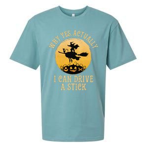 Why Yes Actually I Can Drive A Stick Funny Witch Costume Cute Sueded Cloud Jersey T-Shirt