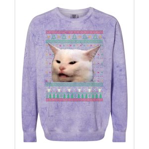 Wo Yelling At A Cat Ugly Xgiftmas Sweaters Funny Meme Dress Cute Gift Colorblast Crewneck Sweatshirt