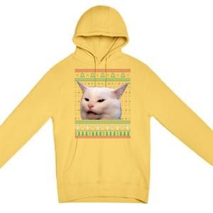 Wo Yelling At A Cat Ugly Xgiftmas Sweaters Funny Meme Dress Cute Gift Premium Pullover Hoodie