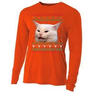 Wo Yelling At A Cat Ugly Xgiftmas Sweaters Funny Meme Dress Cute Gift Cooling Performance Long Sleeve Crew