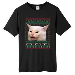 Wo Yelling At A Cat Ugly Xgiftmas Sweaters Funny Meme Dress Cute Gift Tall Fusion ChromaSoft Performance T-Shirt