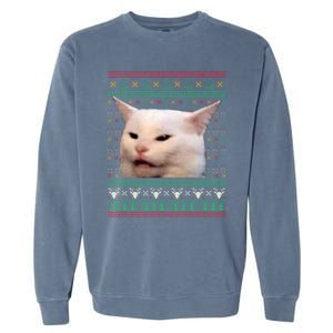 Wo Yelling At A Cat Ugly Xgiftmas Sweaters Funny Meme Dress Cute Gift Garment-Dyed Sweatshirt