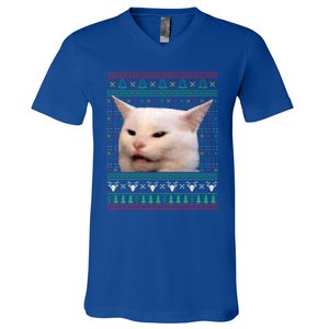 Wo Yelling At A Cat Ugly Xgiftmas Sweaters Funny Meme Dress Cute Gift V-Neck T-Shirt