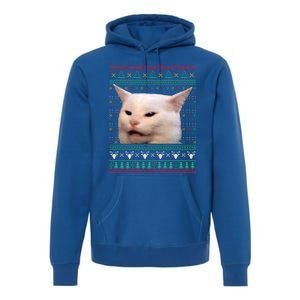 Wo Yelling At A Cat Ugly Xgiftmas Sweaters Funny Meme Dress Cute Gift Premium Hoodie