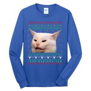 Wo Yelling At A Cat Ugly Xgiftmas Sweaters Funny Meme Dress Cute Gift Tall Long Sleeve T-Shirt