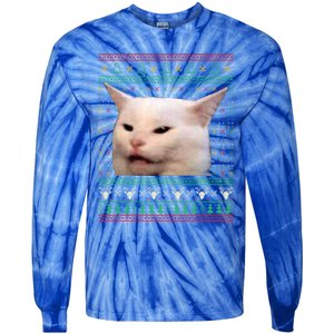 Wo Yelling At A Cat Ugly Xgiftmas Sweaters Funny Meme Dress Cute Gift Tie-Dye Long Sleeve Shirt