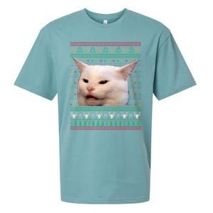 Wo Yelling At A Cat Ugly Xgiftmas Sweaters Funny Meme Dress Cute Gift Sueded Cloud Jersey T-Shirt