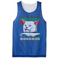 Wo Yelling At A Cat Ugly Christmas Sweater Meme Design Gift Mesh Reversible Basketball Jersey Tank