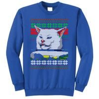 Wo Yelling At A Cat Ugly Christmas Sweater Meme Design Gift Tall Sweatshirt