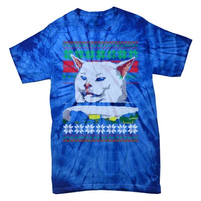 Wo Yelling At A Cat Ugly Christmas Sweater Meme Design Gift Tie-Dye T-Shirt