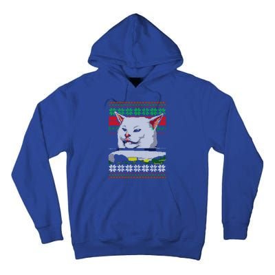 Wo Yelling At A Cat Ugly Christmas Sweater Meme Design Gift Tall Hoodie