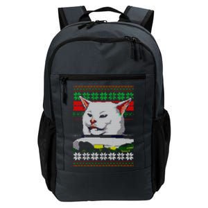 Wo Yelling At A Cat Ugly Christmas Sweater Meme Design Gift Daily Commute Backpack