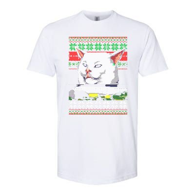 Wo Yelling At A Cat Ugly Christmas Sweater Meme Design Gift Softstyle CVC T-Shirt