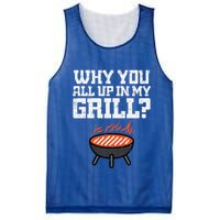 Why You All Up In My Grill Funny Bbq Barbecue Dad Mesh Reversible Basketball Jersey Tank