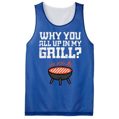 Why You All Up In My Grill Funny Bbq Barbecue Dad Mesh Reversible Basketball Jersey Tank