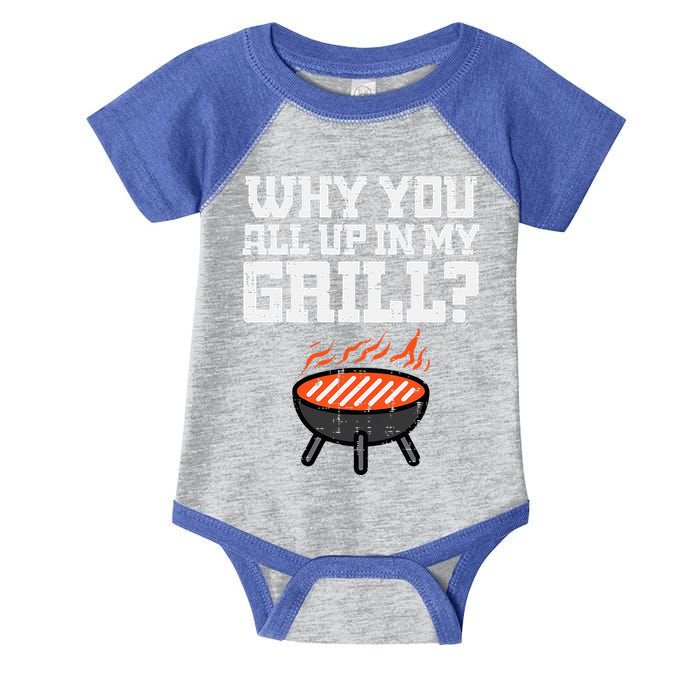 Why You All Up In My Grill Funny Bbq Barbecue Dad Infant Baby Jersey Bodysuit