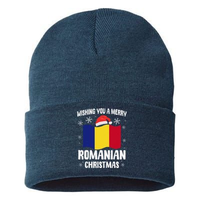 Wishing You A Merry Romanian Christmas Xmas Romania Sustainable Knit Beanie