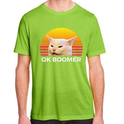 Woman Yelling At Table Dinner Funny Cat Ok Boomer Adult ChromaSoft Performance T-Shirt