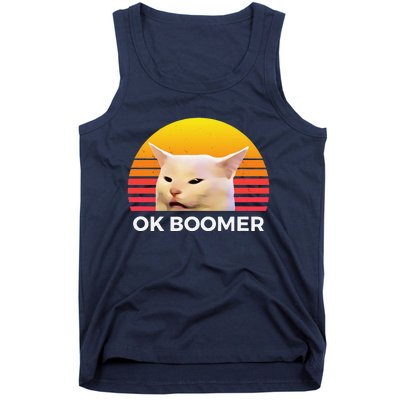 Woman Yelling At Table Dinner Funny Cat Ok Boomer Tank Top