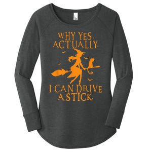 Why Yes Actually I Can Drive A Stick Halloween Witch & Cat Women's Perfect Tri Tunic Long Sleeve Shirt