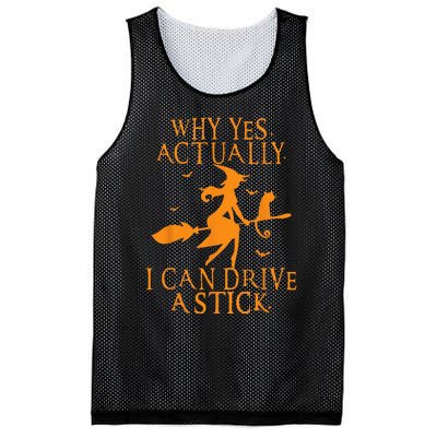 Why Yes Actually I Can Drive A Stick Halloween Witch & Cat Mesh Reversible Basketball Jersey Tank