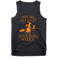 Why Yes Actually I Can Drive A Stick Halloween Witch & Cat Tank Top