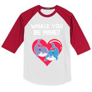 Whale You Be Mine Valentine's Day Outfit For Whale Lovers Meaningful Gift Kids Colorblock Raglan Jersey