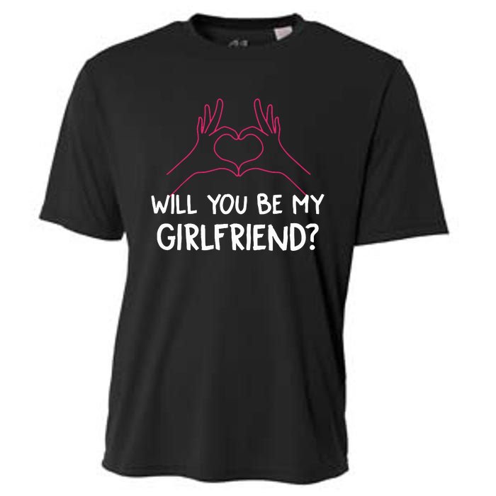 Will You Be My Girlfriend I Love Relationship Valentine Cooling Performance Crew T-Shirt