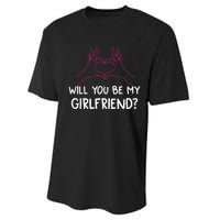 Will You Be My Girlfriend I Love Relationship Valentine Performance Sprint T-Shirt