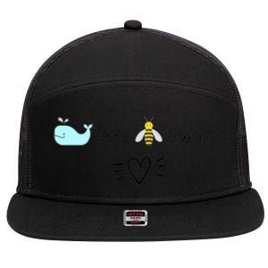 Whale You Bee Mine Will You Be Mine Valentine's Day Cute Gift 7 Panel Mesh Trucker Snapback Hat