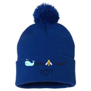 Whale You Bee Mine Will You Be Mine Valentine's Day Cute Gift Pom Pom 12in Knit Beanie